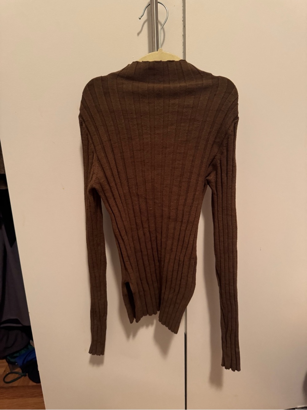 Topshop Dark Forrest Green Ribbed Long Sleeve Knit Top